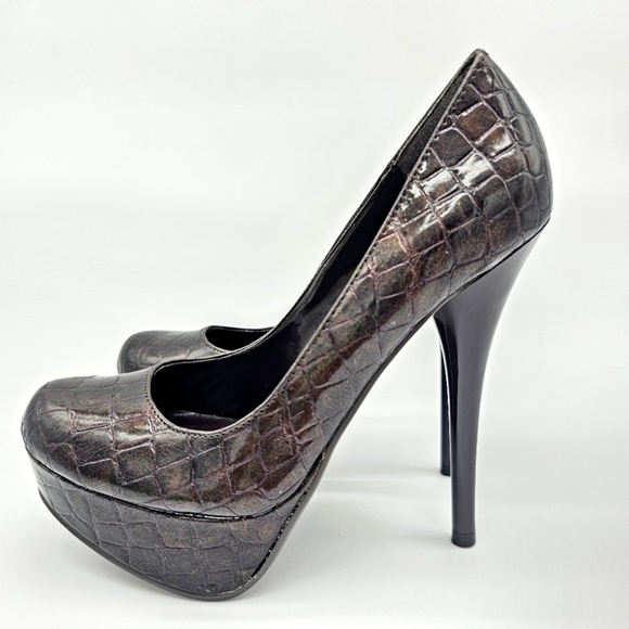 Call It Spring Women's Croc Inspired Platform High Heels, Brown, Size 6, NEW - Picture 3 of 12